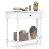 image:imageGiantex 2Tier Console Table 36 Retro Entryway Table with Storage Drawer amp Elegant Legs Narrow Wooden Sofa Table with Open Shelf for Living Room Foyer Hallway Bedroom Entrance BrownWhite