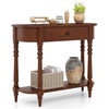 image:imageGiantex 2Tier Console Table 36 Retro Entryway Table with Storage Drawer amp Elegant Legs Narrow Wooden Sofa Table with Open Shelf for Living Room Foyer Hallway Bedroom Entrance BrownBrown