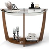 image:imageGiantex 2Tier Glass Console Table Half Moon Modern Entryway Table with Tempered Glass Top amp Open Storage Shelf Narrow Long Sofa Table for Living Room Hallway Foyer Entrance WalnutWalnut
