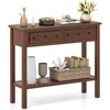 image:imageGiantex 2Tier Narrow Console Table 38 Retro Entryway Table with 2 Drawers and Open Storage Shelf Wood Accent Sofa Tables for Living Room Foyer Hallway Bedroom Entrance