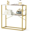 image:imageGiantex 36 Narrow Console Table 2Tier Entryway Tables with Faux Marble Top amp HeavyDuty Metal Frame Behind Couch Table Modern Sofa Tables with Open Storage Shelves for Entrance Living RoomFoyerWhitegold