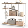 image:imageGiantex 40 Narrow Console Table Modern Sofa Table with Open Storage Shelves and Removable Drawer Skinny Behind Couch Tables Long Entrway Tables for Living Room Foyer Hallway Rustic BrownBlackNatural  White