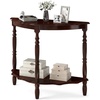 image:imageGiantex 42 Half Moon Console Table 2Tier SemiCircle Entryway Table with Storage Shelf amp Carved Rubber Wood Legs Vintage Round Curved Sofa Tables for Living Room Hallway Entrance