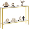 image:imageGiantex 44 Gold Console Table with Shelf Narrow Long Entryway Table with Dual AntiTipping Kits amp Metal Frame 2Tier Sofa Table Behind Couch Hallway Table for Living Room Entrance FoyerWhite  Yellow