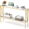 image:imageGiantex 47 Narrow Console Table 2Tier Industrial Entryway Table with Open Storage Shelves amp XShaped Metal Frame Faux Marble Sofa Table Behind Couch for Living Room Hallway Foyer Office