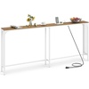 image:imageGiantex Console Table with Charging Station amp LED Lights 40 Entryway Table with Storage Shelves 3Tier Display Shelf for Small Space Sofa Table for Living Room BlackNatural  White
