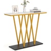 image:imageGiantex Gold Console Table 40 Entryway Table with Faux Marble Top amp Sturdy Metal Base Modern Accent Sofa Table for Entrance Living Room Hallway Foyer Decoration White