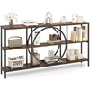 image:imageGiantex Narrow Long Console Table 3Tier Entryway Table with Faux Marble Top amp HeavyDuty Metal Frame MidCentury Accent Sofa Tables with Open Storage Shelves for Living Room HallwayWhiteGoldRustic Brown  Black