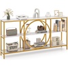 image:imageGiantex Narrow Long Console Table 3Tier Entryway Table with Faux Marble Top amp HeavyDuty Metal Frame MidCentury Accent Sofa Tables with Open Storage Shelves for Living Room HallwayWhiteGoldWhite  Gold