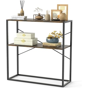 image:imageGiantex 36 Narrow Console Table 2Tier Entryway Tables with Faux Marble Top amp HeavyDuty Metal Frame Behind Couch Table Modern Sofa Tables with Open Storage Shelves for Entrance Living RoomFoyerRustic Brownblack