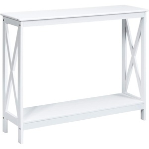 image:imageGiantex Console Table 2Tier with Storage ShelfXDesign Bookshelf Narrow Accent Table for Entryway Hallway Living Room Sofa Side Table White