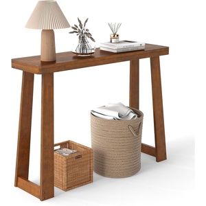 image:imageGiantex Narrow Long Console Table 43 Modern Entryway Table Behind the Couch Rubberwood Accent Sofa Tables for Living Room Foyer Hallway Bedroom Entrance BlackWalnut