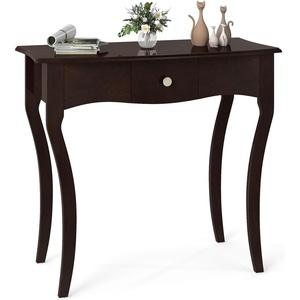image:imageGiantex Wooden Console Table Chic Accent Entryway Table with Storage Drawers Solid Rubber Wood Legs and Metal Guide Rails Vintage Sofa Tables for Living Room Foyer Bedroom and Entrance