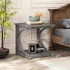 image:imageGiantex CShaped End Table 24 Square Couch Table with Bottom Storage Shelf amp Solid Rubber Wood Frame Farmhouse Accent Tables for Small Spaces TV Tray Side Table for Living Room Bedroom Gray1