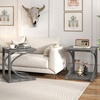 image:imageGiantex CShaped End Table 24 Square Couch Table with Bottom Storage Shelf amp Solid Rubber Wood Frame Farmhouse Accent Tables for Small Spaces TV Tray Side Table for Living Room Bedroom Gray1