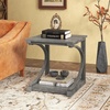 image:imageGiantex CShaped End Table 24 Square Couch Table with Bottom Storage Shelf amp Solid Rubber Wood Frame Farmhouse Accent Tables for Small Spaces TV Tray Side Table for Living Room Bedroom Gray2