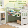 image:imageGiantex Full House Bed with Drawers Wooden Full Size Bed Frame with Cube Storage amp Fence Rails Montessori Beds for Kids Boys Girls Bedroom Living Room No Box Spring Needed NaturalWhite