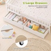 image:imageGiantex Full House Bed with Drawers Wooden Full Size Bed Frame with Cube Storage amp Fence Rails Montessori Beds for Kids Boys Girls Bedroom Living Room No Box Spring Needed NaturalWhite