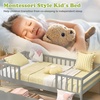 image:imageGiantex Full House Bed with Drawers Wooden Full Size Bed Frame with Cube Storage amp Fence Rails Montessori Beds for Kids Boys Girls Bedroom Living Room No Box Spring Needed NaturalGrey