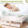 image:imageGiantex Full House Bed with Drawers Wooden Full Size Bed Frame with Cube Storage amp Fence Rails Montessori Beds for Kids Boys Girls Bedroom Living Room No Box Spring Needed NaturalWhite