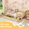 image:imageGiantex Full House Bed with Drawers Wooden Full Size Bed Frame with Cube Storage amp Fence Rails Montessori Beds for Kids Boys Girls Bedroom Living Room No Box Spring Needed NaturalNatural