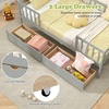 image:imageGiantex Full House Bed with Drawers Wooden Full Size Bed Frame with Cube Storage amp Fence Rails Montessori Beds for Kids Boys Girls Bedroom Living Room No Box Spring Needed NaturalGrey