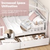 image:imageGiantex Full House Bed with Drawers Wooden Full Size Bed Frame with Cube Storage amp Fence Rails Montessori Beds for Kids Boys Girls Bedroom Living Room No Box Spring Needed NaturalWhite
