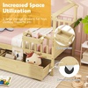 image:imageGiantex Full House Bed with Drawers Wooden Full Size Bed Frame with Cube Storage amp Fence Rails Montessori Beds for Kids Boys Girls Bedroom Living Room No Box Spring Needed NaturalNatural
