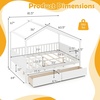 image:imageGiantex Full House Bed with Drawers Wooden Full Size Bed Frame with Cube Storage amp Fence Rails Montessori Beds for Kids Boys Girls Bedroom Living Room No Box Spring Needed NaturalWhite