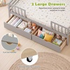 image:imageGiantex Full House Bed with Drawers Wooden Full Size Bed Frame with Cube Storage amp Fence Rails Montessori Beds for Kids Boys Girls Bedroom Living Room No Box Spring Needed NaturalGrey