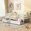 image:imageGiantex Full House Bed with Drawers Wooden Full Size Bed Frame with Cube Storage amp Fence Rails Montessori Beds for Kids Boys Girls Bedroom Living Room No Box Spring Needed NaturalWhite
