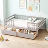 image:imageGiantex Full House Bed with Drawers Wooden Full Size Bed Frame with Cube Storage amp Fence Rails Montessori Beds for Kids Boys Girls Bedroom Living Room No Box Spring Needed NaturalGrey