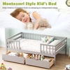 image:imageGiantex Full House Bed with Drawers Wooden Full Size Bed Frame with Cube Storage amp Fence Rails Montessori Beds for Kids Boys Girls Bedroom Living Room No Box Spring Needed NaturalGrey