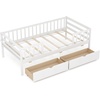 image:imageGiantex Full House Bed with Drawers Wooden Full Size Bed Frame with Cube Storage amp Fence Rails Montessori Beds for Kids Boys Girls Bedroom Living Room No Box Spring Needed NaturalWhite