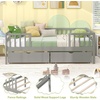 image:imageGiantex Full House Bed with Drawers Wooden Full Size Bed Frame with Cube Storage amp Fence Rails Montessori Beds for Kids Boys Girls Bedroom Living Room No Box Spring Needed NaturalGrey