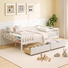 image:imageGiantex Full House Bed with Drawers Wooden Full Size Bed Frame with Cube Storage amp Fence Rails Montessori Beds for Kids Boys Girls Bedroom Living Room No Box Spring Needed NaturalWhite