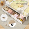 image:imageGiantex Full House Bed with Drawers Wooden Full Size Bed Frame with Cube Storage amp Fence Rails Montessori Beds for Kids Boys Girls Bedroom Living Room No Box Spring Needed NaturalWhite