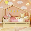 image:imageGiantex Full House Bed with Drawers Wooden Full Size Bed Frame with Cube Storage amp Fence Rails Montessori Beds for Kids Boys Girls Bedroom Living Room No Box Spring Needed NaturalNatural