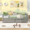 image:imageGiantex Full House Bed with Drawers Wooden Full Size Bed Frame with Cube Storage amp Fence Rails Montessori Beds for Kids Boys Girls Bedroom Living Room No Box Spring Needed NaturalGrey