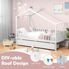 image:imageGiantex Full House Bed with Drawers Wooden Full Size Bed Frame with Cube Storage amp Fence Rails Montessori Beds for Kids Boys Girls Bedroom Living Room No Box Spring Needed NaturalWhite