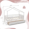 image:imageGiantex Full House Bed with Drawers Wooden Full Size Bed Frame with Cube Storage amp Fence Rails Montessori Beds for Kids Boys Girls Bedroom Living Room No Box Spring Needed NaturalWhite