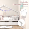 image:imageGiantex Full House Bed with Drawers Wooden Full Size Bed Frame with Cube Storage amp Fence Rails Montessori Beds for Kids Boys Girls Bedroom Living Room No Box Spring Needed NaturalWhite