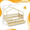 image:imageGiantex Full House Bed with Drawers Wooden Full Size Bed Frame with Cube Storage amp Fence Rails Montessori Beds for Kids Boys Girls Bedroom Living Room No Box Spring Needed NaturalNatural