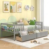 image:imageGiantex Full House Bed with Drawers Wooden Full Size Bed Frame with Cube Storage amp Fence Rails Montessori Beds for Kids Boys Girls Bedroom Living Room No Box Spring Needed NaturalGrey