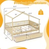 image:imageGiantex Full House Bed with Drawers Wooden Full Size Bed Frame with Cube Storage amp Fence Rails Montessori Beds for Kids Boys Girls Bedroom Living Room No Box Spring Needed NaturalNatural