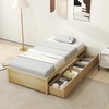image:imageGiantex Full Size Bed Frame with 2 Storage Drawers Solid Wood Platform Bed with Slats Support Heavy Duty Daybed with Storage No Box Spring Needed Full Bed Frames for Teens Adults WhiteNatural