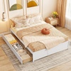 image:imageGiantex Full Size Bed Frame with 2 Storage Drawers Solid Wood Platform Bed with Slats Support Heavy Duty Daybed with Storage No Box Spring Needed Full Bed Frames for Teens Adults WhiteWhite