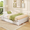 image:imageGiantex Full Size Bed Frame with 2 Storage Drawers Solid Wood Platform Bed with Slats Support Heavy Duty Daybed with Storage No Box Spring Needed Full Bed Frames for Teens Adults WhiteWhite