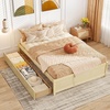 image:imageGiantex Full Size Bed Frame with 2 Storage Drawers Solid Wood Platform Bed with Slats Support Heavy Duty Daybed with Storage No Box Spring Needed Full Bed Frames for Teens Adults WhiteNatural