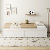 image:imageGiantex Full Size Bed Frame with 2 Storage Drawers Solid Wood Platform Bed with Slats Support Heavy Duty Daybed with Storage No Box Spring Needed Full Bed Frames for Teens Adults WhiteWhite